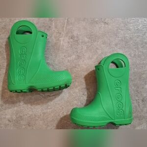 CROCS Kids Green Lightweight Rain Boots C8